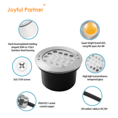 نورپردازی لامپ استخر زیر آب ضد آب IP68 12V فولاد ضد زنگ 18W 36W LED تک رنگ گواهینامه CE ROHS