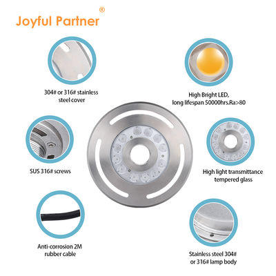 در فضای باز IP68 DMX RGB 24V زیر آب 9X3w LED زیر آب فواره رقص سبک فولاد ضد زنگ 316L با قطر 285mm