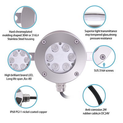 شریک شاد IP68 ضد آب 6W / 12W / 18W DC12V RGB DMX زیر آب فواره LED موسیقی رقص آب