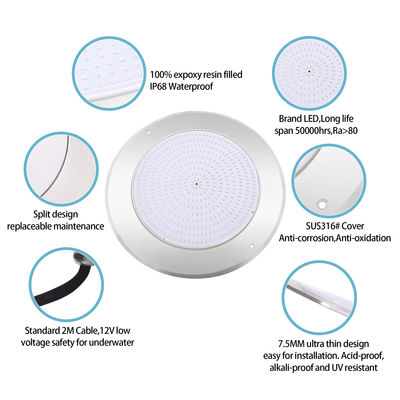 IP68 LED PAR56 Pool Light RGB تغییر رنگ 12VDC AC 35W DIA 280mm SMD2835 432pcs با بسته رنگی