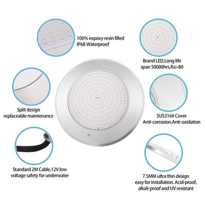 لامپ استخر زیر آب RGB LED 6w 12w 18w 25w 35w Ip68 ضد آب هوشمند 12v Smd 316ss فولاد ضد زنگ