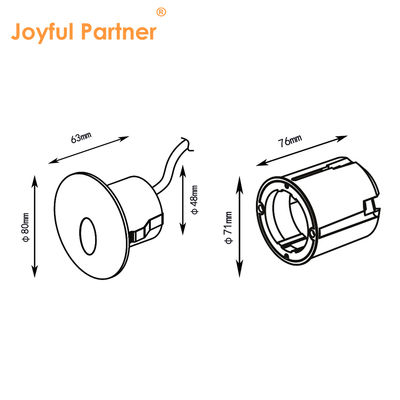 چراغ های پله ای توکار سفارشی AC220V بدنه آلومینیومی دایکاست با آستین نصب پلاستیکی برای راه پله ها
