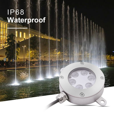 چراغ فواره LED قابل کنترل DMX512 DC24V 12W 3000K فولاد ضد زنگ IP68 برای منظره زیر آب