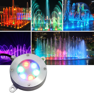 چراغ فواره LED قابل کنترل DMX512 DC24V 12W 3000K فولاد ضد زنگ IP68 برای منظره زیر آب