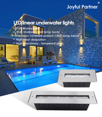روشنایی زیر آب IP68 RGB رنگ استیل ضد زنگ 316L 6*2W DC24V DMX 512 قابل کنترل برای پرده های آب