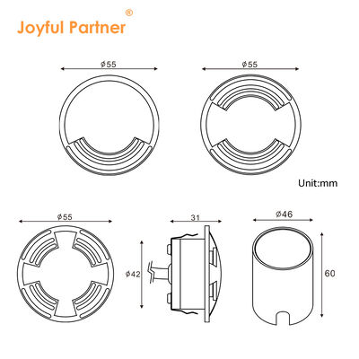 LED Buried Deck Light DC24V Stainless Steel 1/2 /4 Side View 3W Casting Aluminum Housing
