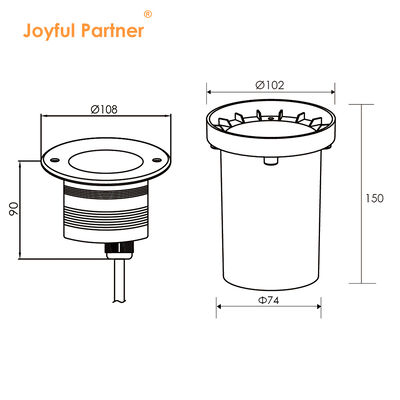 چراغ های باغ زیرزمینی LED 3W 6W 9W DC12V-24V DIA108MM با زاویه 30 درجه