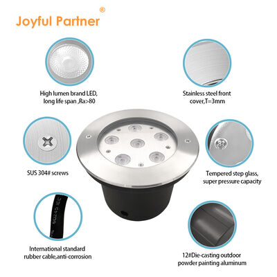 24VDC در فضای باز زیرزمینی نور ضد آب 6W 12W DIA160MM فولاد ضد زنگ بدن برای پروژه