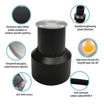 چراغ های زیرزمینی LED 3W AC100-240V CREE LED فولاد ضد زنگ 316 پوشش CE RoHS کارخانه OEM