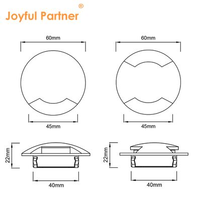 چراغ زیرزمینی دید جانبی 12V-24V DC IP67 محفظه آلومینیومی DIA60MM یک طرفه و دو طرفه