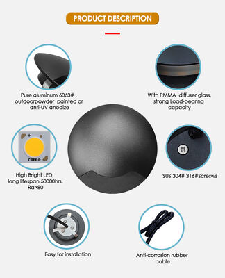 چراغ زیرزمینی دید جانبی 12V-24V DC IP67 محفظه آلومینیومی DIA60MM یک طرفه و دو طرفه