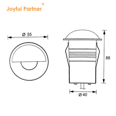 LED Uplight 1W 2W فولاد ضد زنگ 316 پوشش جلو 100-240VAC DIA 55MM با جعبه پشتی پلاستیکی