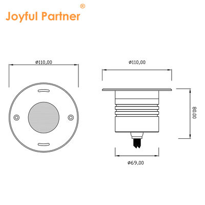 چراغ روشنایی LED زیر آب توکار 4*2.5 وات RGB3in1 DMX 24 ولت IP68 بدنه از جنس استنلس استیل