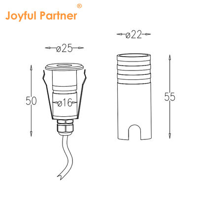 LED Uplight 316 پوشش فولاد ضد زنگ آلومینیوم لامپ بدن شیشه گرم IP67 1W گرم سفید 3000K