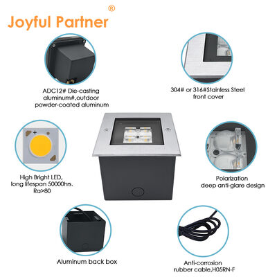 فولاد مربع روشن AC100-240V 4 * 2W LED 316 فولاد ضد زنگ با کابل الکتریکی 0.5M