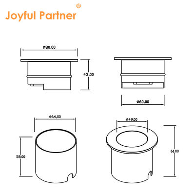 چراغ‌های زیرزمینی LED طراحی ضد تابش عمیق پوسته آلومینیومی خالص 6063# با توان 4 وات LED سفید گرم