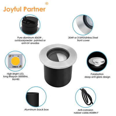 چراغ‌های زیرزمینی LED فولاد ضد زنگ 316 ضد آب IP67 4 وات Cree LED سفید گرم برای مسیر باغ