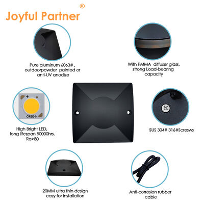 Square Sided Emitting Path Lights SMD2835 LED 100*100MM Pure Aluminum 6063 24VDC IP67 Rating