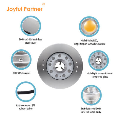 چراغ فواره LED ضد آب IP68 DC12V 9W 18W سفارشی RGBW برای حوضچه آبگرم