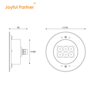 چراغ‌های زیرآبی توکار LED استخر DC24V، OEM/ODM کارخانه، فولاد ضد زنگ 316، قطر 170 میلی‌متر