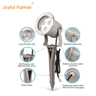 IP65 چراغ های LED باغگاهی آلومینیوم GU10 لامپ 0.5M کابل برای روشنایی مسیرهای بیرونی