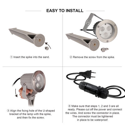 چراغ‌های نقطه‌ای باغی LED ضد آب با لامپ پلاستیکی اسپایک LED GU10 MR16 برای باغ و حیاط