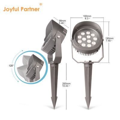 چراغ نقطه‌ای باغی LED 12 وات 24 وات 36 وات با درایور داخلی DMX512 ولتاژ DC24V RGB3in1 بدنه لامپ آلومینیومی مشکی، محفظه آلومینیومی برای نورپردازی درخت
