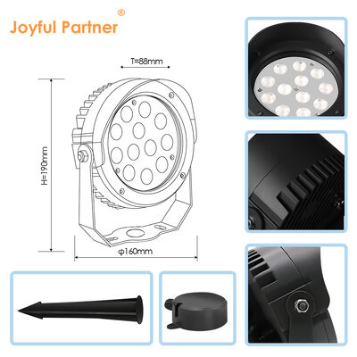 چراغ نقطه‌ای باغی LED با زاویه پرتو قابل تنظیم 36 وات درایور داخلی DMX512 DC24V RGB3in1
