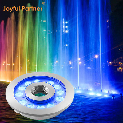 چراغ زیر آب LED استیل ضد زنگ IP68 برای فواره های گرد، کنترل DMX، RGB، 24 ولت، 12 وات، 24 وات، 36 وات